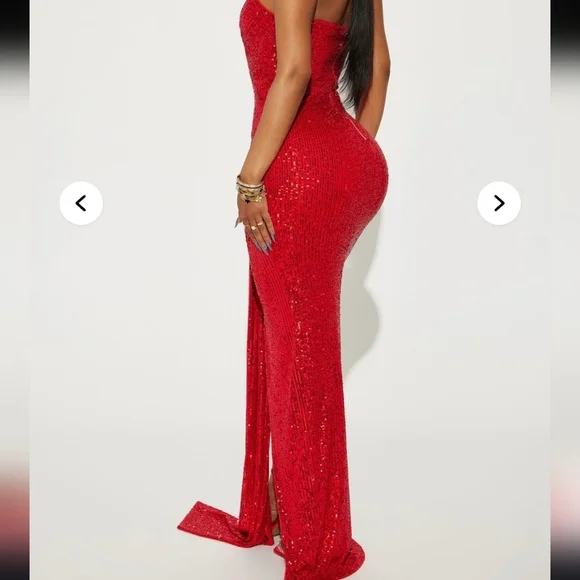 Fashion Nova Red Sequin Prom Dress - Picture 4 of 8